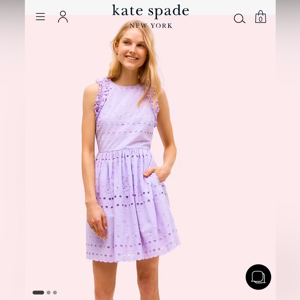 Kate Spade ♠️ Eyelet Mini dress. Size 6. Color Lilac